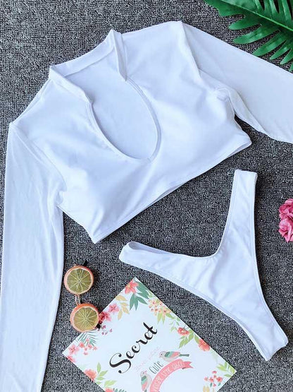 Tulle Long Sleeves Bikinis Swimwear