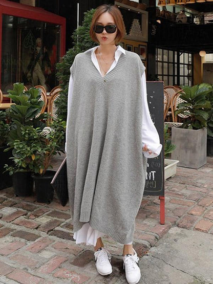 LOOSE V-NECK WOOLEN WAISTCOAT