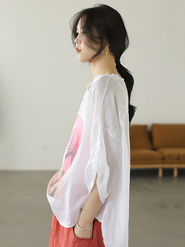 Casual Cartoon Printed Thin Half Sleeve T-Shirts Tops