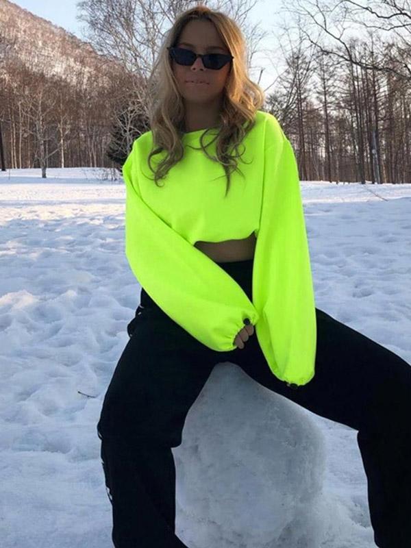 Fashion Loose Solid Sweat Shirts