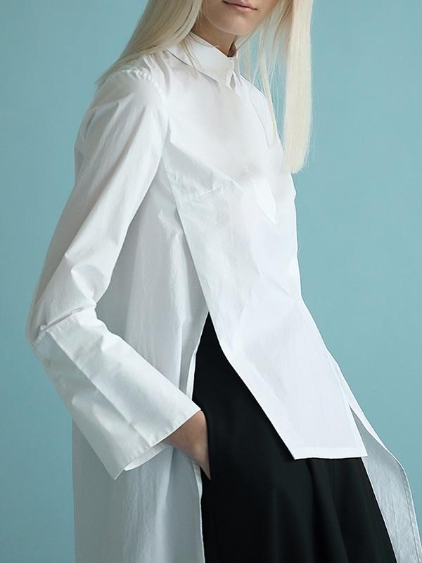 Original White High-low Split-back Blouse