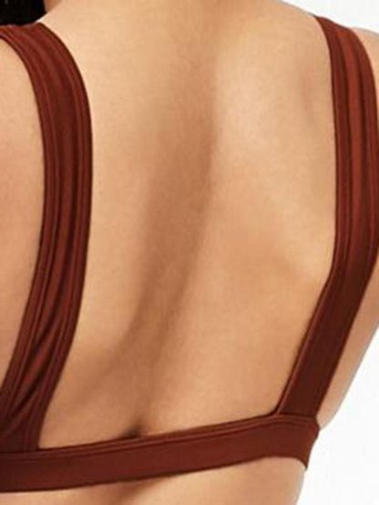 Plain Burgundy Bikinis Swimwear
