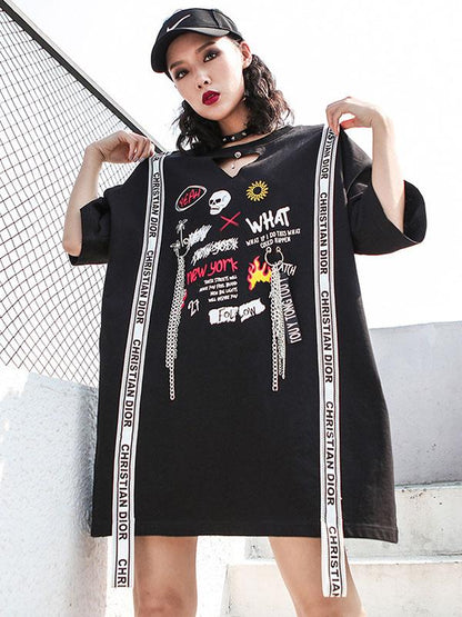 Summer Hip-hop Printed T-shirt Dress