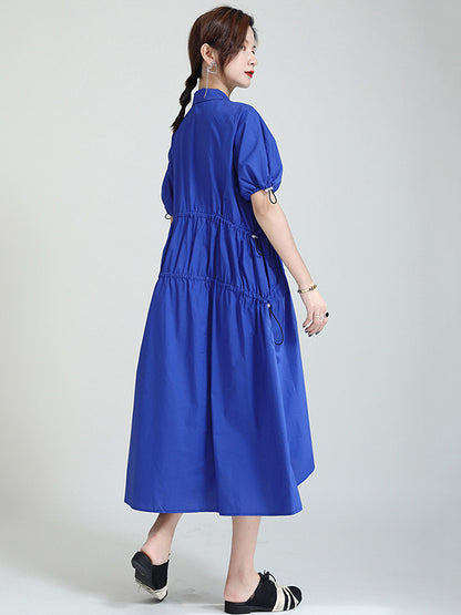 Casual Solid Color Asymmetric Pleated Split-Joint Midi Dress+Vest Tops Two Pieces Set