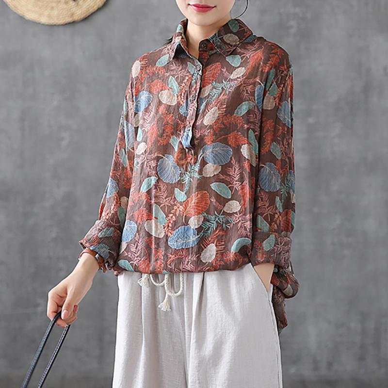 Buykud Printed Casual Turn-down Collar Comfortable Shirt