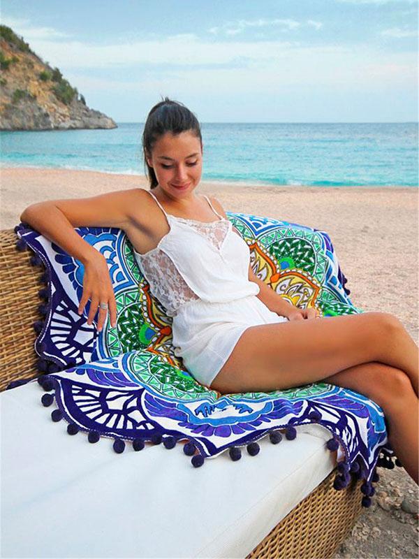 Polygonal Lotus Colorful Beach Mat