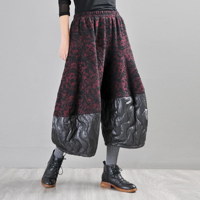 Buykud Casual Spliced Jacquard Loose Wide Leg Pants