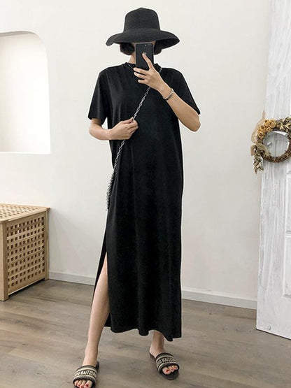 Loose Black Split-side Long Dress
