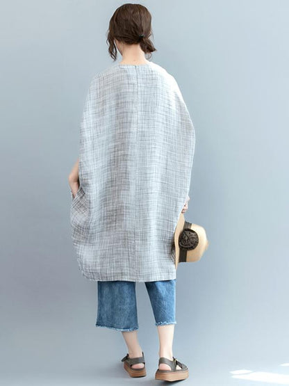 Loose Batwing Plaid Dress