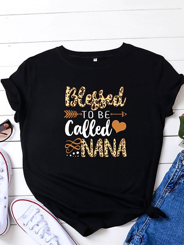 Casual Leopard Printed Letters Tees