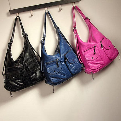 Soft Leather Solid Backpack Multi-carry Shoulder Bag
