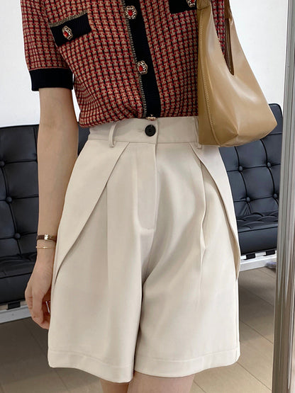 Original Solid Color High-Waisted Wide-Leg Column Shorts