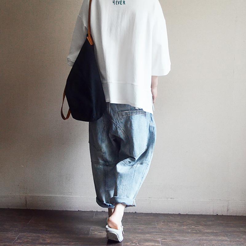 Cotton Loose Print Round Neck Blouse