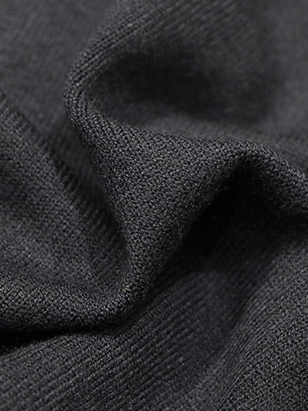 Artistic Retro Solid Color Split-Joint Embroidered High-Neck Long Sleeves Knitted Sweater Dress
