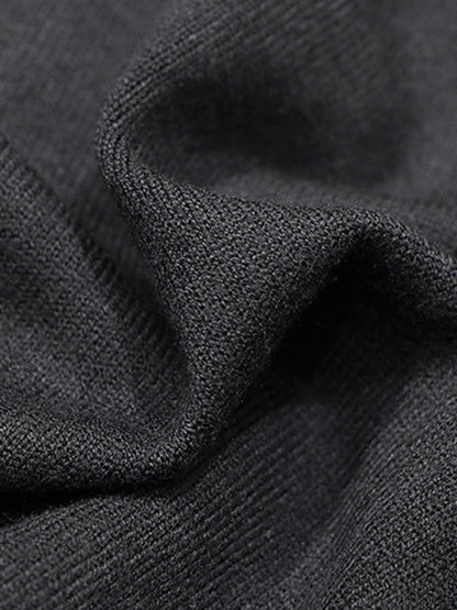 Artistic Retro Solid Color Split-Joint Embroidered High-Neck Long Sleeves Knitted Sweater Dress