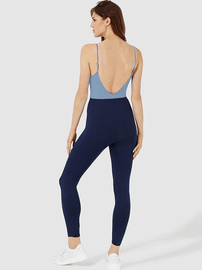 Color Stiching Shortless Yoga Jumpsuits