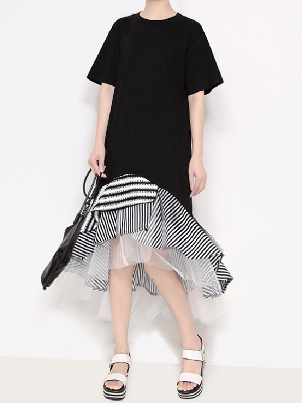 Fashion Chiffon Falbala Midi Dress