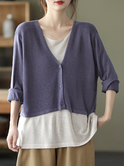 Urban Long Sleeves Knitting False Two Sweater Tops