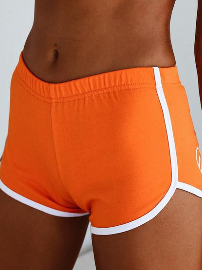 Letter Printed Contrast Trim Sport Shorts