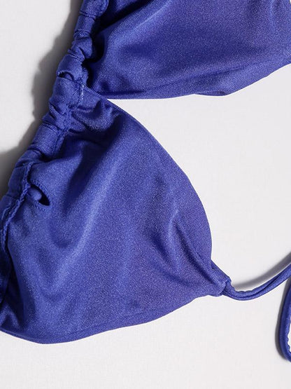 Solid Ruffled Bandage Bikinis Swimwear