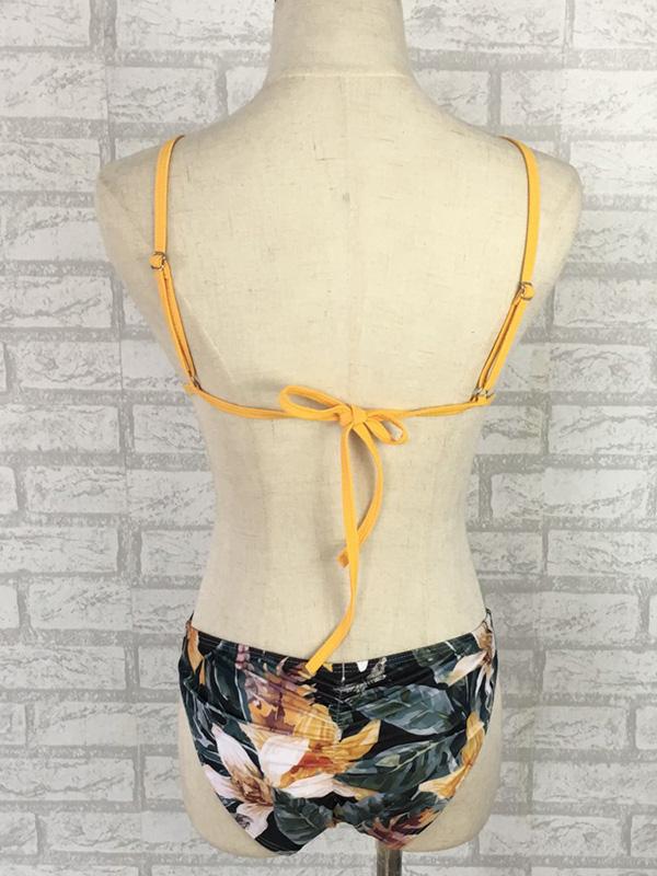 Ruched Lace Up Scrunch Bikini Set