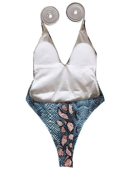 Sexy Snake Skin Bandage One Piece Swimwear