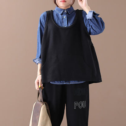 Buykud Front Pocket Pure Color Knitted Waistcoat