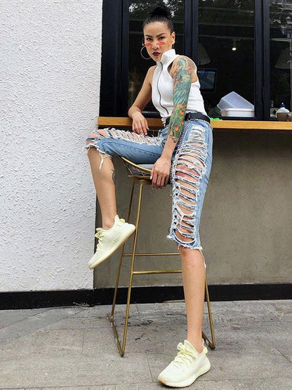 New Fashion Shredded Jeans