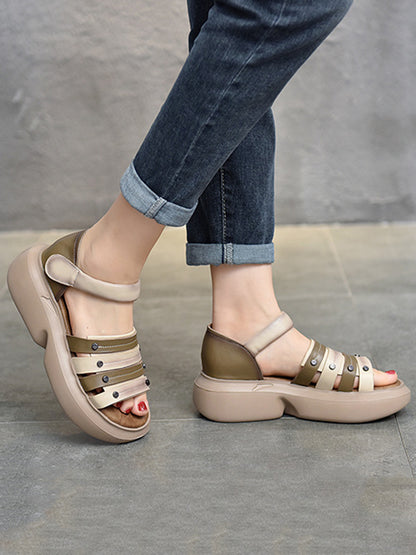 Original Casual Hollow Contrast Color Platform Shoes