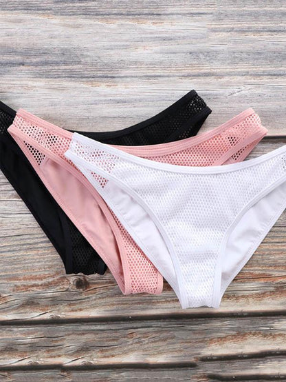 Tulle Padded Solid Bikinis Swimwear