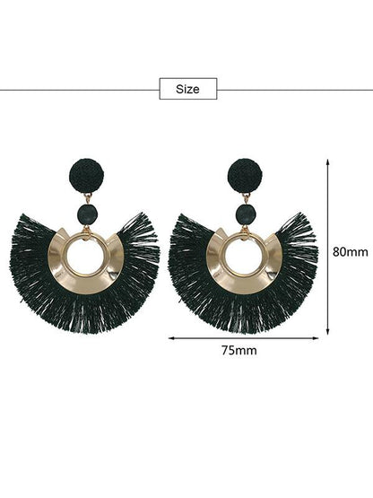 Tasseled Metal Ring Pretty Earrings