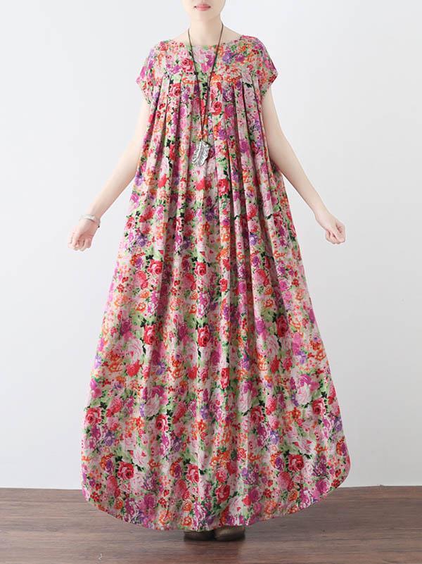 Original Floral Round-Neck Dress