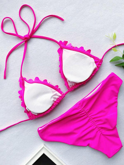 Ribbed Triangle Top With Panty Bikini Set