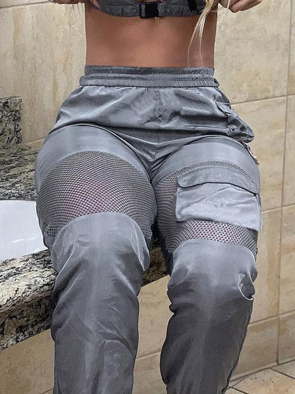 Mesh Patchwork Pocket Jogger Pants