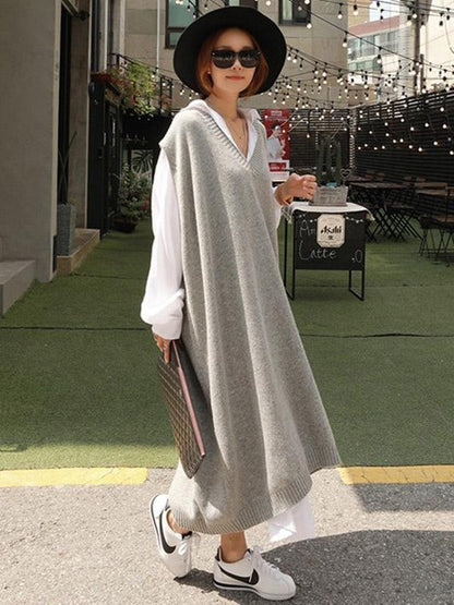 LOOSE V-NECK WOOLEN WAISTCOAT