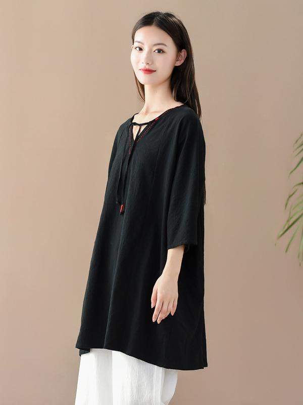 Simple Solid V-Neck T-Shirts Tops