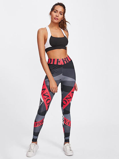 Letter Printed Sports Leggings