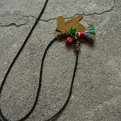 Buykud Casual Tassel Pony Pendant Long Necklace