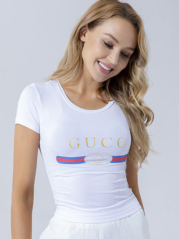 Wrap Printed Letters Quick Dry Sports Tees
