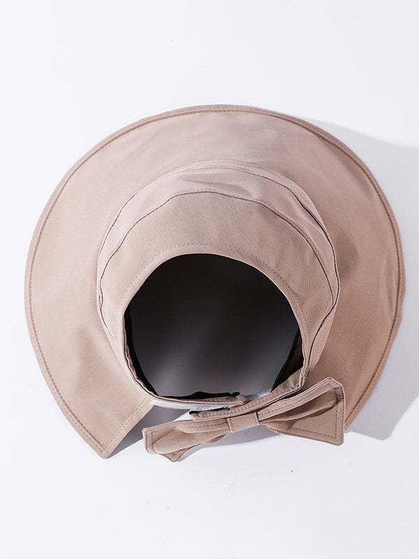 Casual Solid Color Bow-Embellished Sun Protection Hats