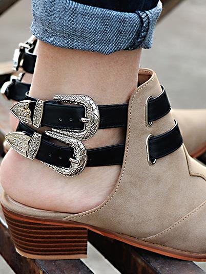 Fashion Double Buckle Pointed Shoes