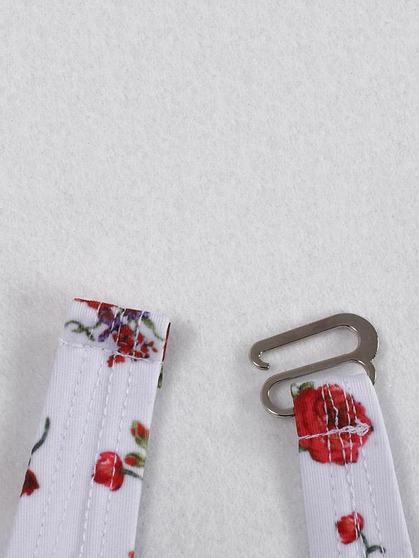 Floral-Print Triangle Split Bikini Swimsuit