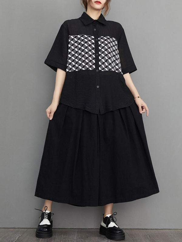 Original Contrast Color Printed Blouse