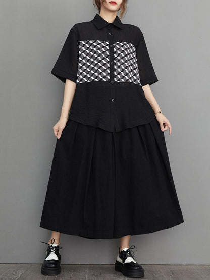 Original Contrast Color Printed Blouse