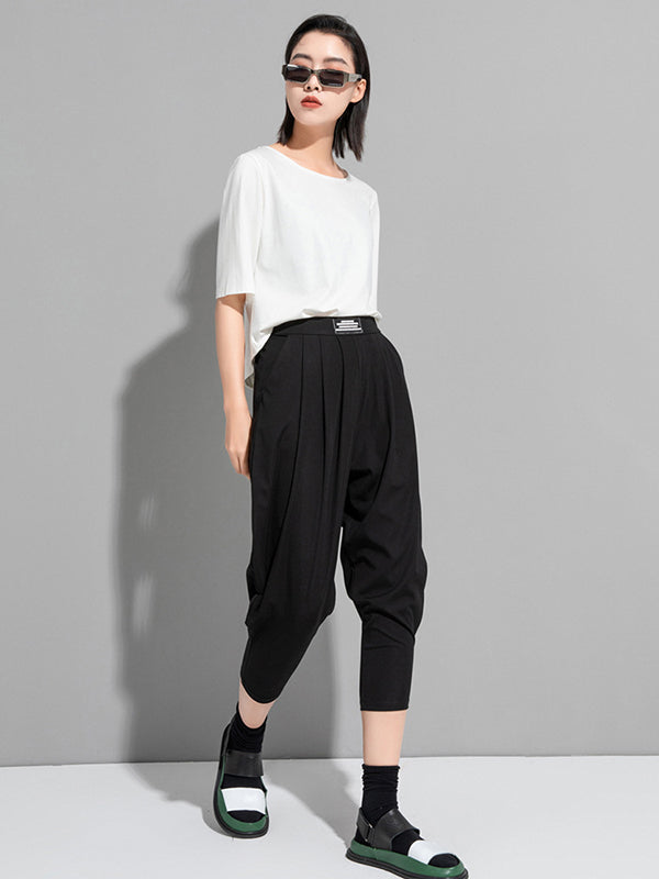 Simple Solid Color Elasticity Waist Pants