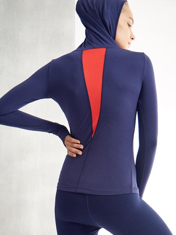 Wrap Breathable Contrast Color Hooded Sports Sweatshirts