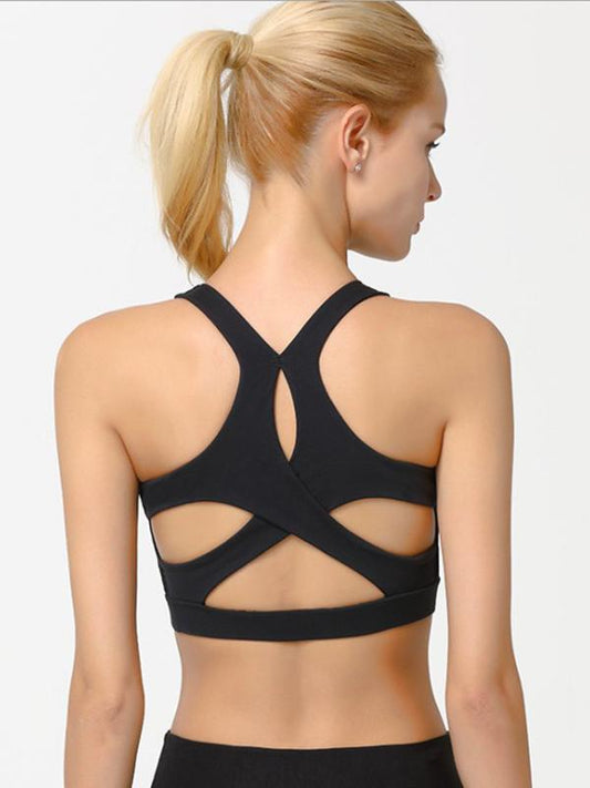 Cross-strap Sports Solid Yoga Tanks