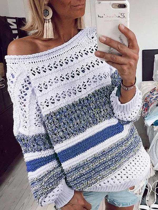 Loose Hollow Round-neck Knitting Sweater