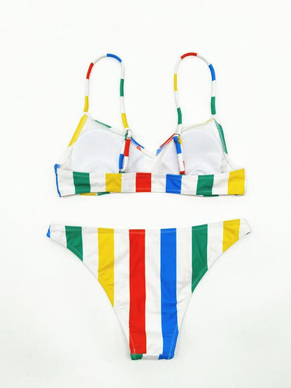 Rainbow Strips Sexy Bikinis Swimwear