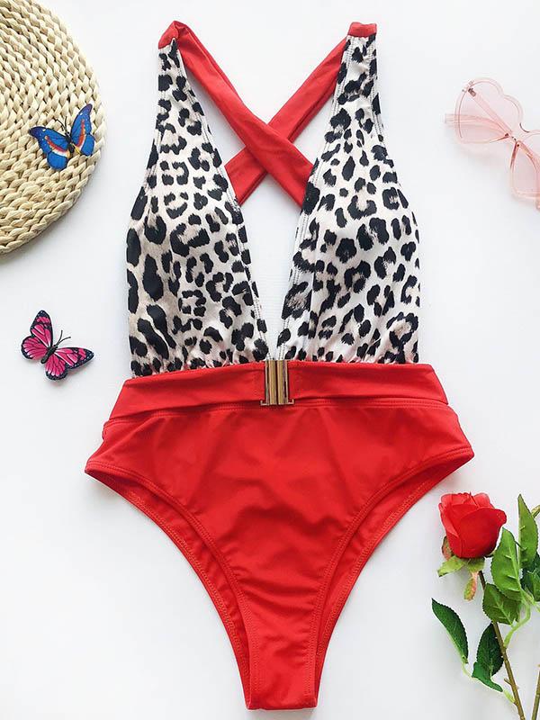 Split-Joint Belted One-Piece Swimwear